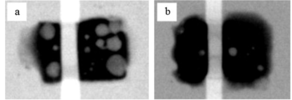 不同SAC305厚度對(duì)應(yīng)的倒裝LED焊點(diǎn)空洞率